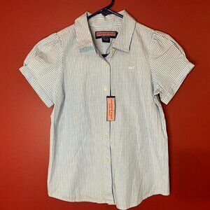 Vineyard Vines Girl's Blue Check Button Up Shirt - Size Large - NWT